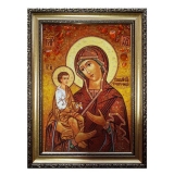 Янтарная икона Пресвятая Богородица Троеручица 80x120 см