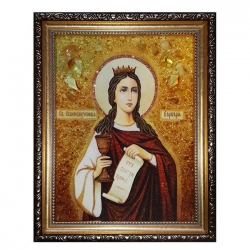 Янтарная икона Святая великомученица Варвара 40x60 см Янтарная икона Святая великомученица Варвара 40x60 см - фото