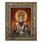 Янтарная икона Святитель Николай Чудотворец 80x120 см