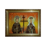 Янтарная икона Святые равноапостольные Константин и Елена 80x120 см