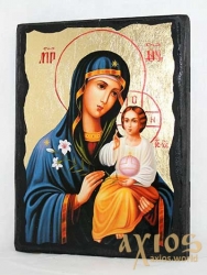Икона под старину Пресвятая Богородица Неувядаемый цвет с позолотой 7x10 см Икона под старину Пресвятая Богородица Неувядаемый цвет с позолотой 7x10 см - фото