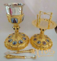 Евхаристические набор серебро, позолота, гравировка, натуральные камни, с вставкой в потир из серебра 1l. (Греция) Евхаристические набор серебро, позолота, гравировка, натуральные камни, с вставкой в потир из серебра 1l. (Греция) - фото