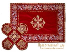 Покровец вышитый на бархате, с вышитым галуном, 053 Покровец вышитый на бархате, с вышитым галуном, 053 - фото