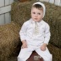 Костюм Иванушка из коллекции Крестильная белый с золотой вышивкой