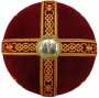 Митра «Крест», красный бархат, вышивка золотыми нитями