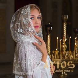 Мантилья капор Изольда молочный цвет (s104-700) Мантилья капор Изольда молочный цвет (s104-700) - фото