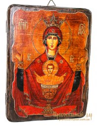 Икона под старину Пресвятая Богородица Неупиваемая Чаша 21х29 см Икона под старину Пресвятая Богородица Неупиваемая Чаша 21х29 см - фото