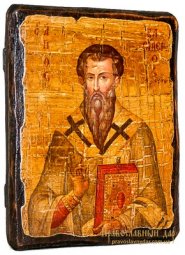 Икона под старину Святитель Василий Великий 21х29 см Икона под старину Святитель Василий Великий 21х29 см - фото