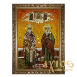 Янтарная икона Киприан и Святая мученица Иустина 20x30 см Янтарная икона Киприан и Святая мученица Иустина 20x30 см - фото