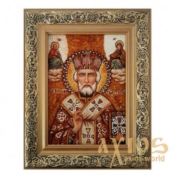 Янтарная икона Святитель Николай Чудотворец 20x30 см Янтарная икона Святитель Николай Чудотворец 20x30 см - фото