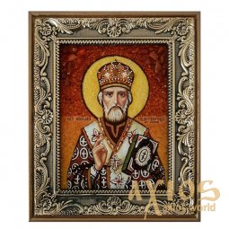 Янтарная икона Святитель Николай Чудотворец 20x30 см Янтарная икона Святитель Николай Чудотворец 20x30 см - фото