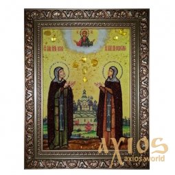 Янтарная икона Святые Петр и Феврония 20x30 см Янтарная икона Святые Петр и Феврония 20x30 см - фото