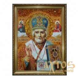 Янтарная икона Святитель Николай Чудотворец 20x30 см Янтарная икона Святитель Николай Чудотворец 20x30 см - фото