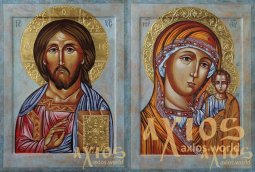 Венчальная пара икон Господь и Богородица 30x40 см Венчальная пара икон Господь и Богородица 30x40 см - фото