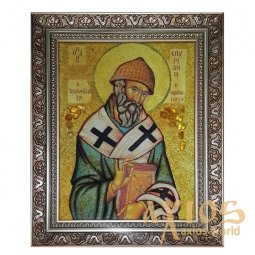 Янтарная икона Святой Спиридон Тримифунтский 30x40 см Янтарная икона Святой Спиридон Тримифунтский 30x40 см - фото