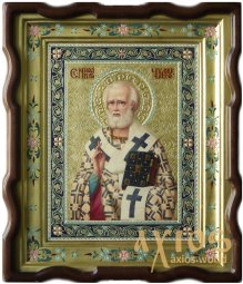 Писаная Икона Святой Николай Чудотворец 31х24 см (ольха, резьба, золото, живопись) Писаная Икона Святой Николай Чудотворец 31х24 см (ольха, резьба, золото, живопись) - фото