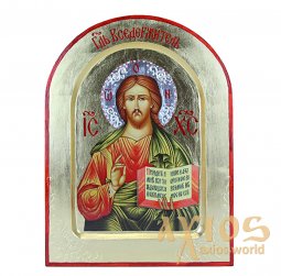 Икона Спаситель на золоте Греческий стиль, арочная 21x29 см,только в Axios Икона Спаситель на золоте Греческий стиль, арочная 21x29 см,только в Axios - фото