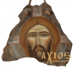 Иисус Христос, икона писаная на камне, яичная темпера, 29х32 см Иисус Христос, икона писаная на камне, яичная темпера, 29х32 см - фото