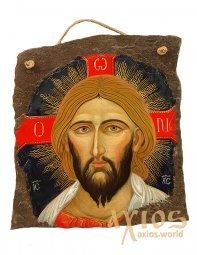 Писанная икона на камне, Спаситель, 36х40 см Писанная икона на камне, Спаситель, 36х40 см - фото