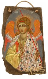 Икона Ангела Хранителя, писанная на камне, 49х33 см Икона Ангела Хранителя, писанная на камне, 49х33 см - фото
