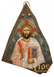 Писаная икона на камне, Спаситель, 36х40 см Писаная икона на камне, Спаситель, 36х40 см - фото