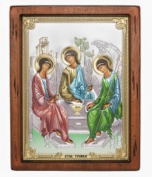 Икона Святая Троица, Итальянский оклад №4, эмали, 25х30 см, дерево ольха, ПД010650 Икона Святая Троица, Итальянский оклад №4, эмали, 25х30 см, дерево ольха, ПД010650 - фото