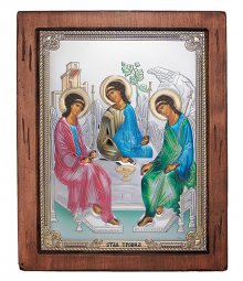 Икона Святая Троица, Итальянский оклад №5, эмали, 30х40 см, дерево ольха, ПД010640 Икона Святая Троица, Итальянский оклад №5, эмали, 30х40 см, дерево ольха, ПД010640 - фото