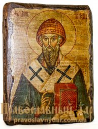 Икона под старину Святитель Спиридон Тримифунтский 7x9 см Икона под старину Святитель Спиридон Тримифунтский 7x9 см - фото